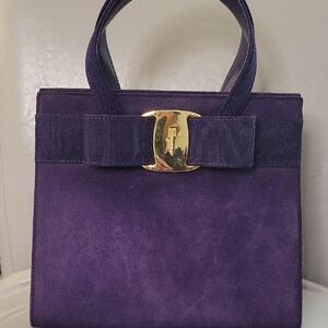 Salvatore Ferragamo Purple Suede Shoulder Bag